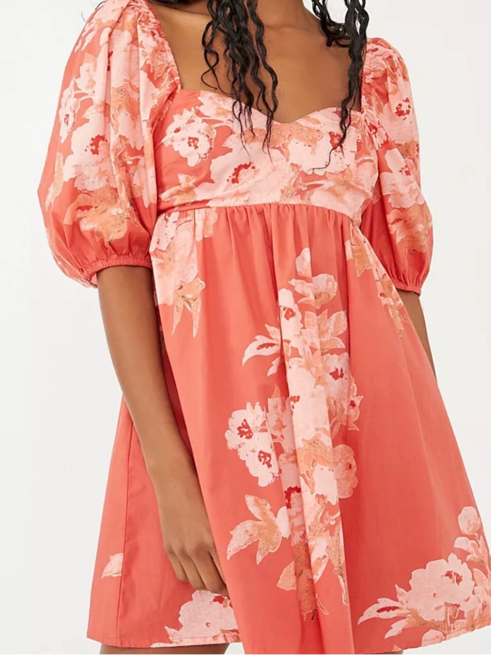 Free People Coral Floral Mini Dress